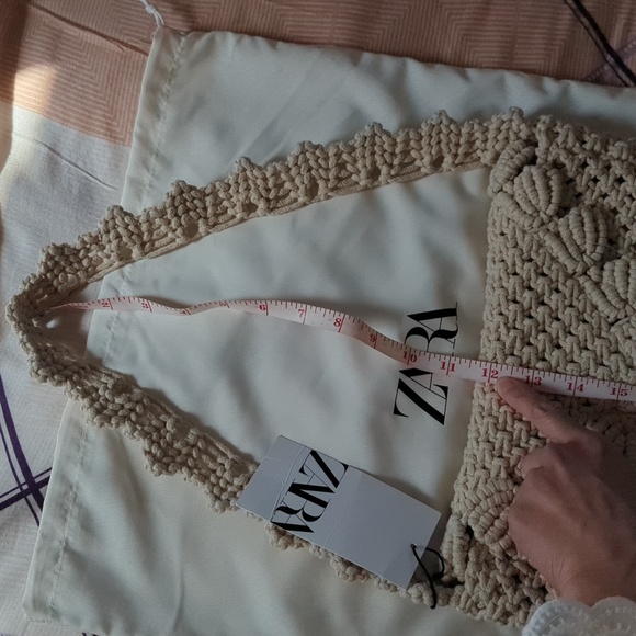 Zara macrame crochet shoulder flap bag cream beige NWT - Picture 8 of 9